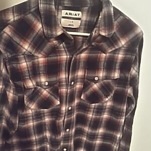 Ariat Casual Brown Plaid Button Down Shirt